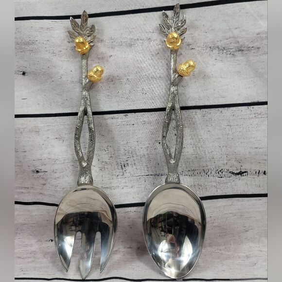 Acorn Branch Decorative Silver Serving Set - Picture 2 of 9